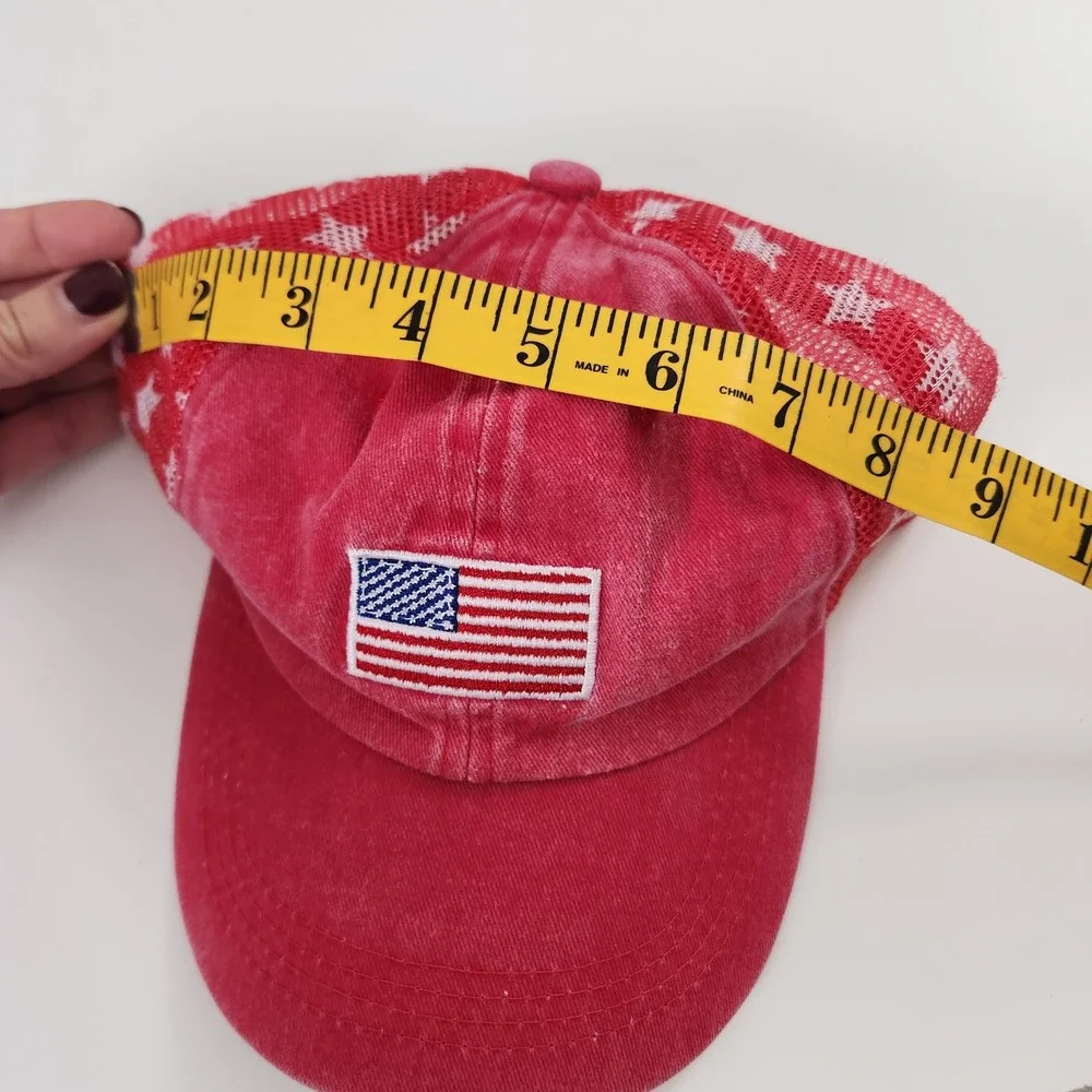 July 4th American Flag Koozie Can Cooler & Red Star Mesh Trucker Hat Set NEW